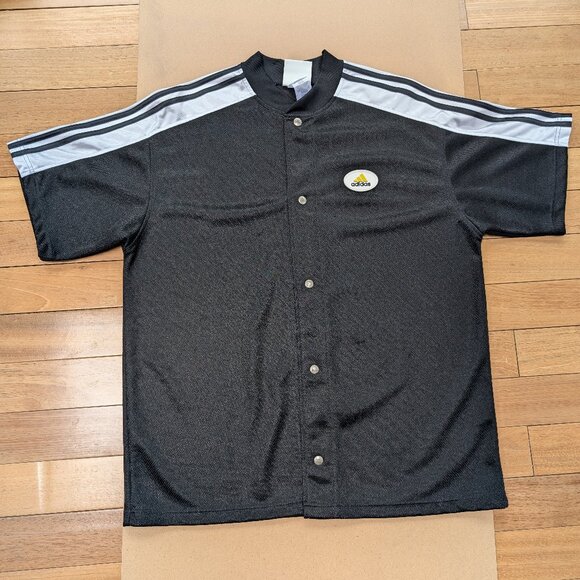 Adidas Y2K Throwback Button-up, black, T-Shirt Mens size LRG (rn#88387 ca#00411) - Picture 1 of 9